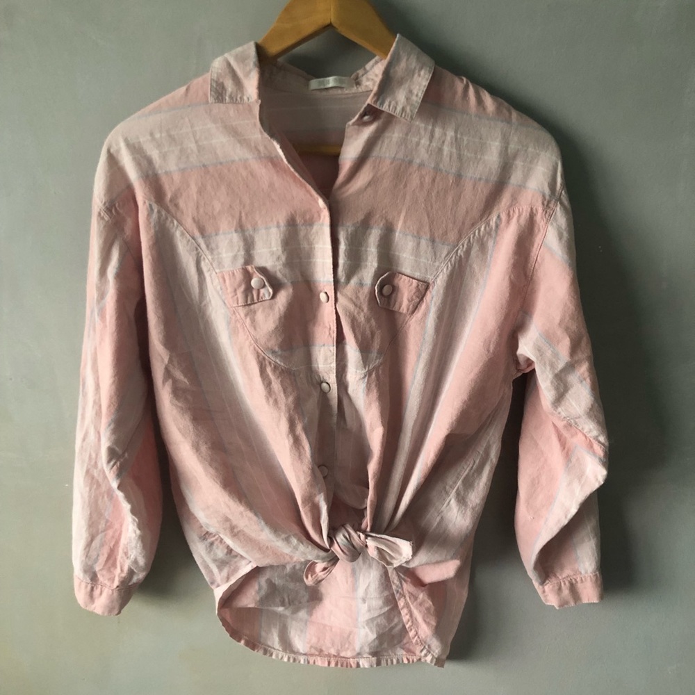 versatile pink plaid blouse